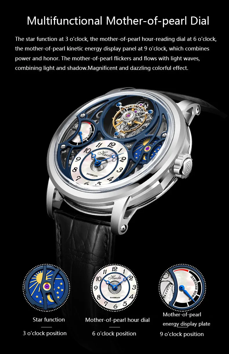 Haofa 12 clock tourbillon Pearl face Energy display 1939