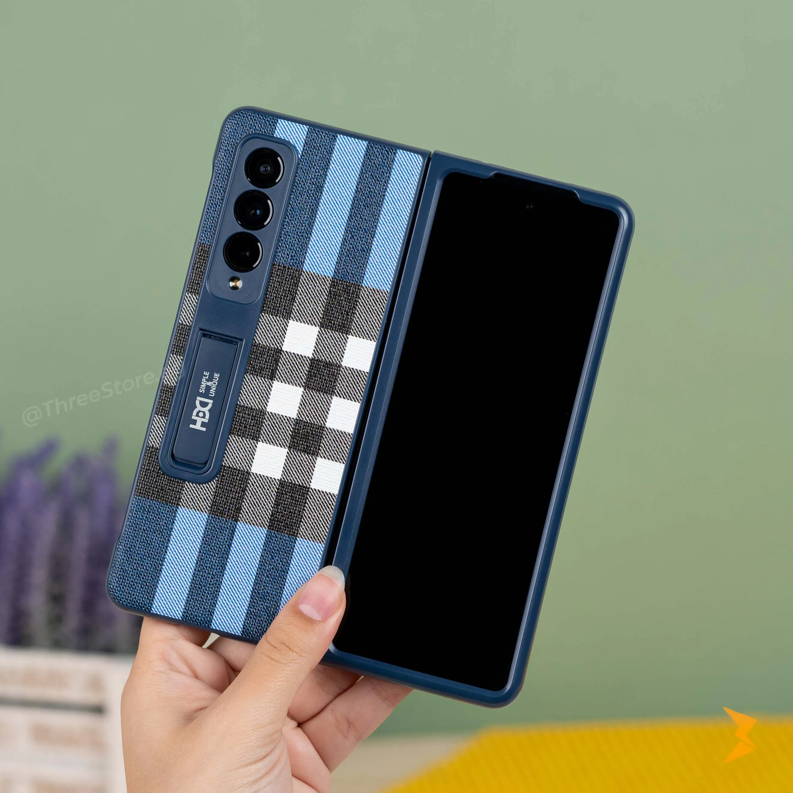 HDD Checks Leather Case Samsung Z Fold 3