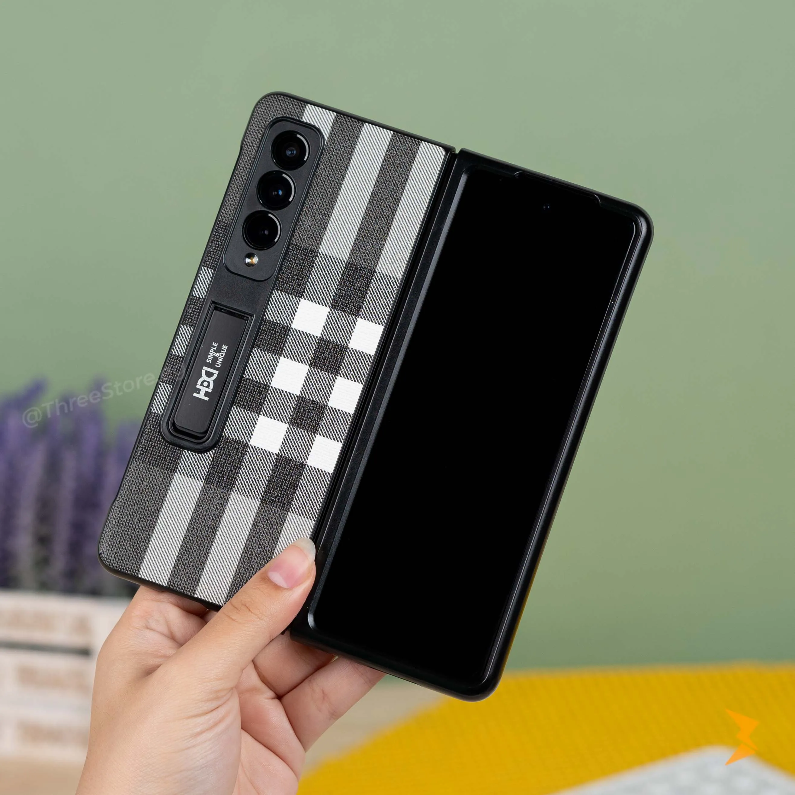 HDD Checks Leather Case Samsung Z Fold 3