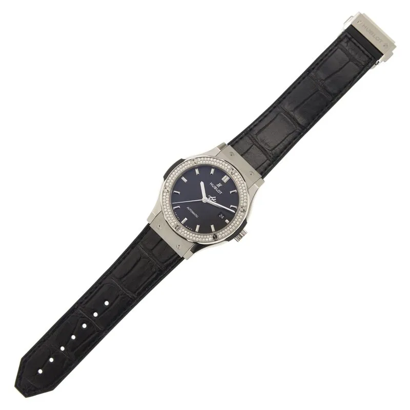 Hublot Classic Fusion Mat Black Dial Automatic Men's Diamond Watch 542.NX.1171.LR.1104