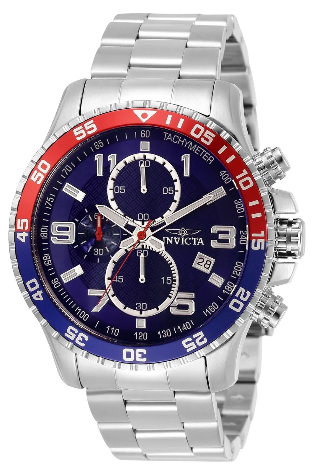 Invicta Specialty Men 45mm Stainless Steel Silver Blue White dial Chronograph Quartz Watch