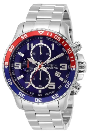 Invicta Specialty Men 45mm Stainless Steel Silver Blue White dial Chronograph Quartz Watch