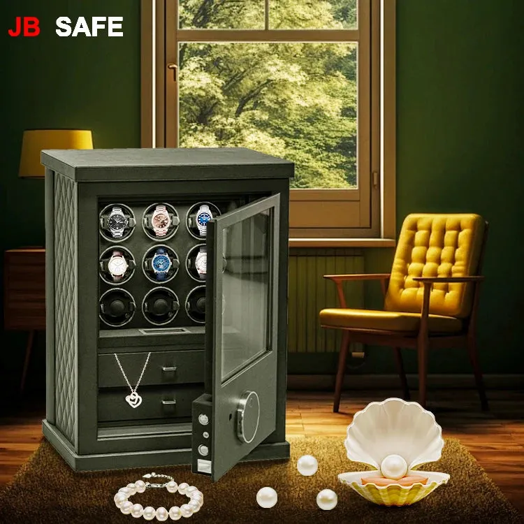 JB Watch Winder & Jewelry Safe 1 Jewelry Drawer & 12 Watch Winders