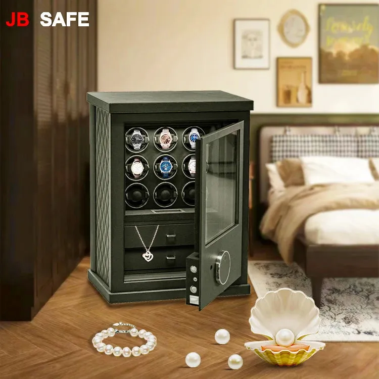 JB Watch Winder & Jewelry Safe 1 Jewelry Drawer & 12 Watch Winders