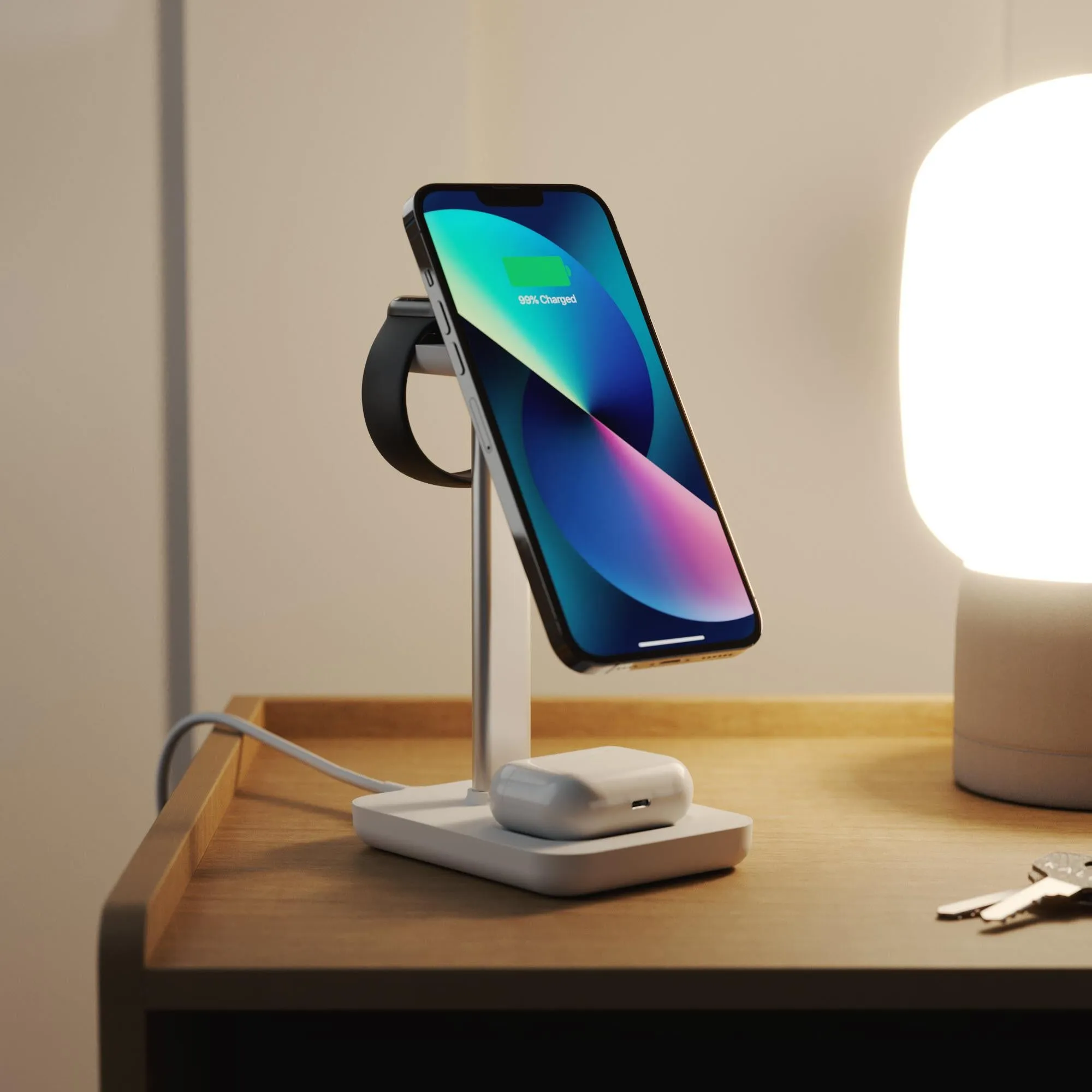 Journey MagSafe Compatible 3-in-1 Wireless Charging Stand Bundle (White)