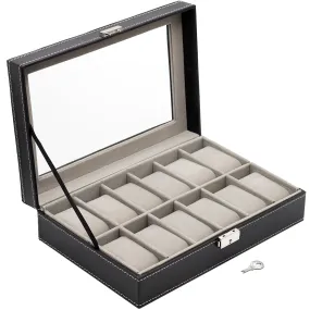 Leather Display Large Watch Box (Fits 12 Watches)