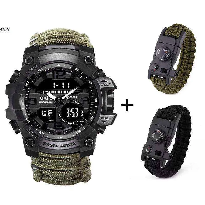 LED Military Electronic Wristwatches with Compass 30M Waterproof