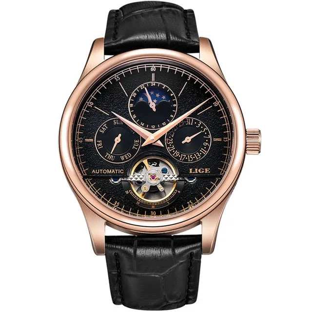 LIGE Brand  Automatic Mechanical Watch for men