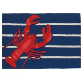 Liora Manne Frontporch Lobster on Stripes Indoor/Outdoor Rug Navy
