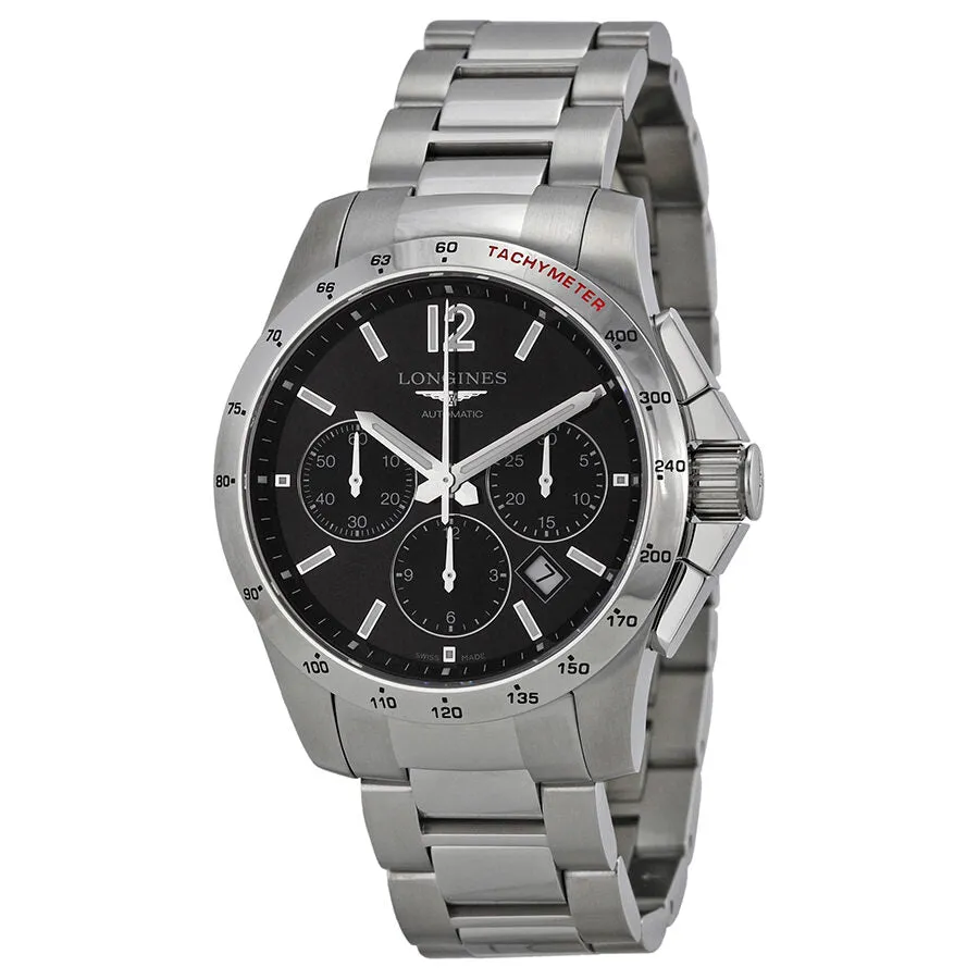 Longines Conquest Chronograph Black Dial Stainless Steel Men's Watch L27434566 L2.743.4.56.6