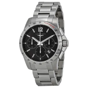 Longines Conquest Chronograph Black Dial Stainless Steel Men's Watch L27434566 L2.743.4.56.6