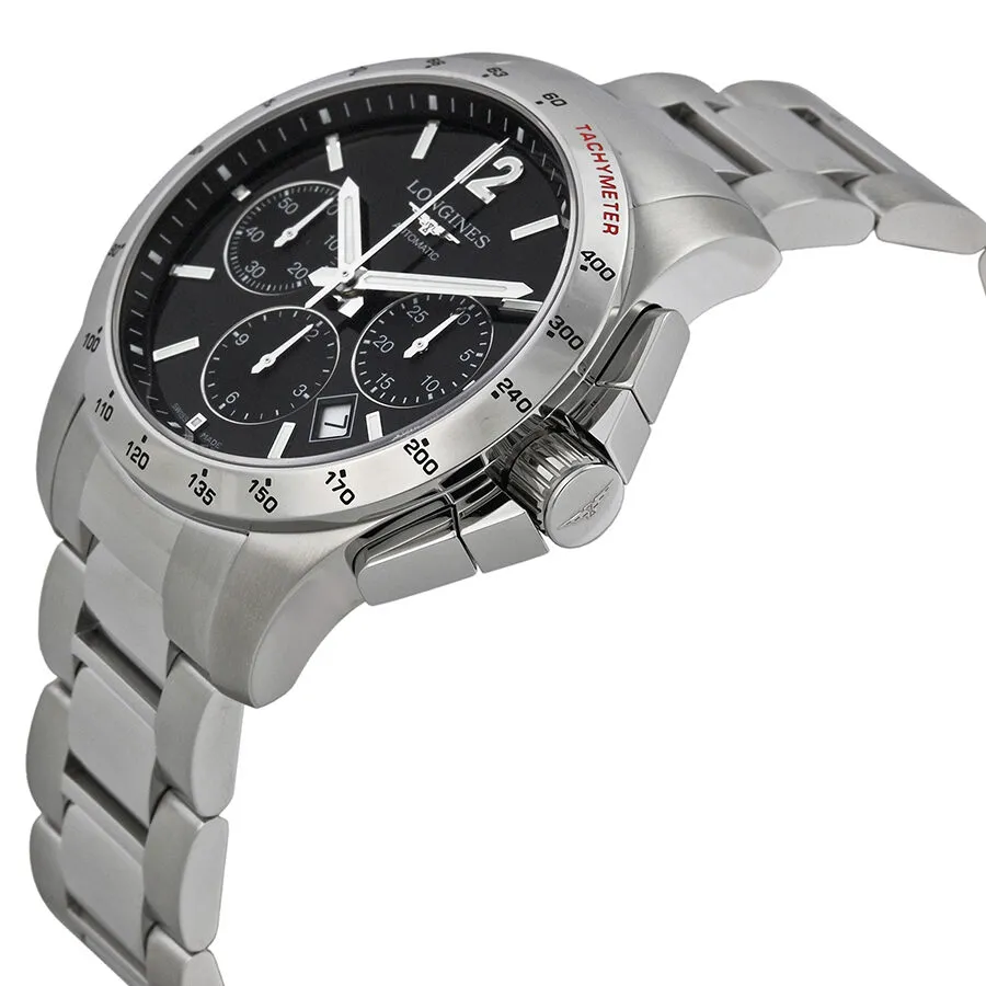 Longines Conquest Chronograph Black Dial Stainless Steel Men's Watch L27434566 L2.743.4.56.6