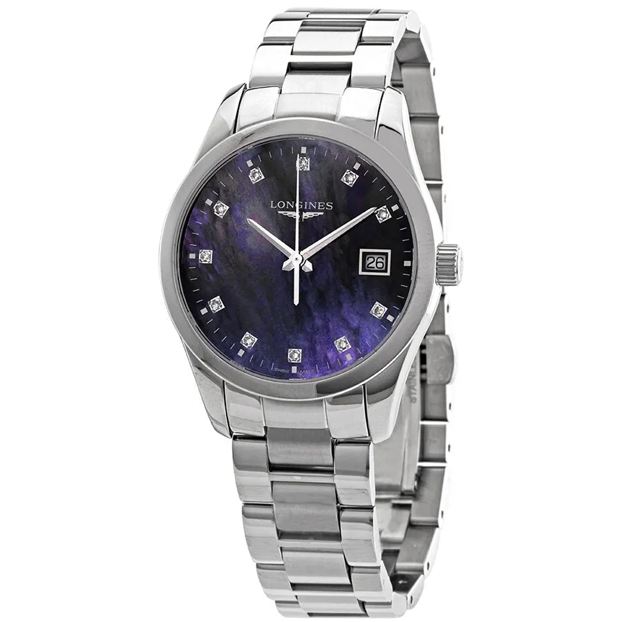 Longines Conquest Classic Black Mother of Pearl Diamond Dial Ladies Watch L23864886