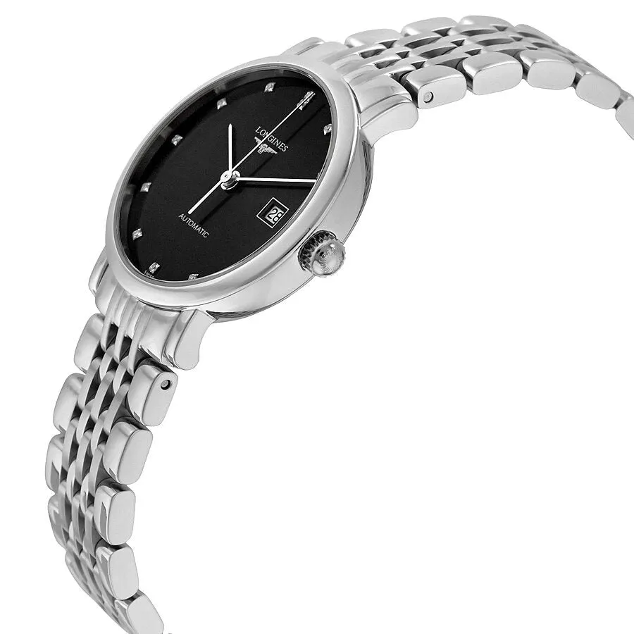 Longines Elegant Black Dial Stainless Steel Ladies Watch L4.310.4.57.6