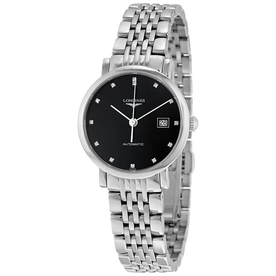 Longines Elegant Black Dial Stainless Steel Ladies Watch L4.310.4.57.6