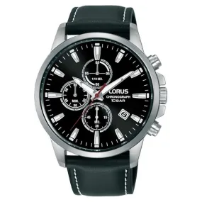 Lorus Men's Chronograph Watch with Black Leather Strap RM387HX9