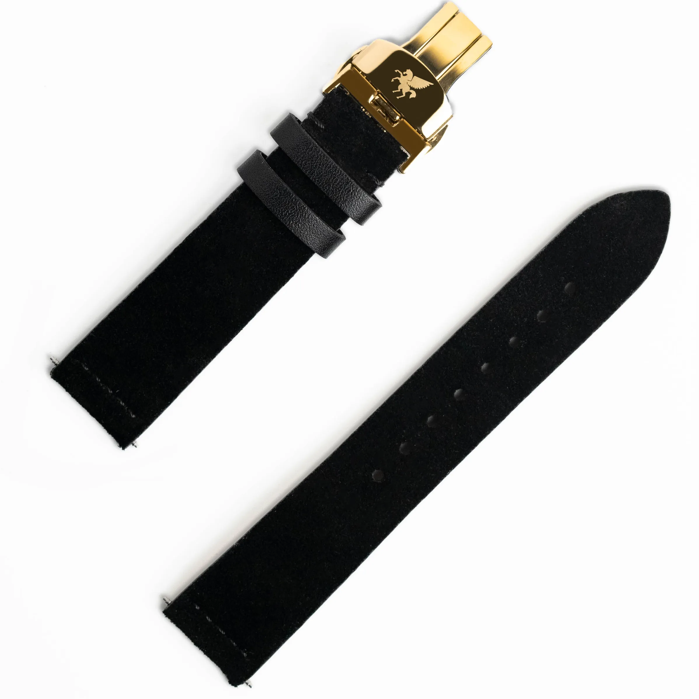 LS.03 Onyx Black Italian Suede Leather Strap w/ Butterfly Buckle