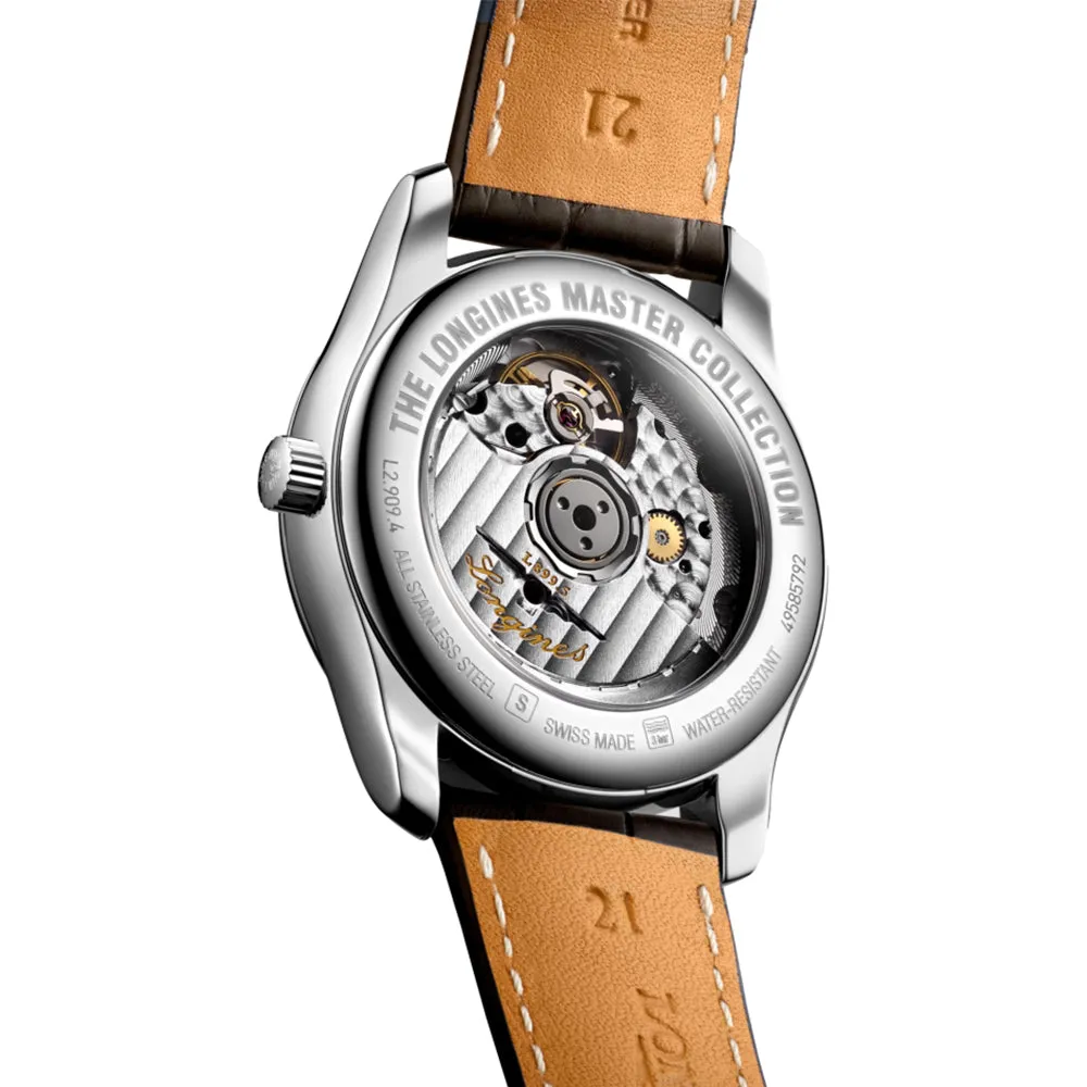 Master Collection Moonphase Silver "Barleycorn" Dial On Strap, 40mm