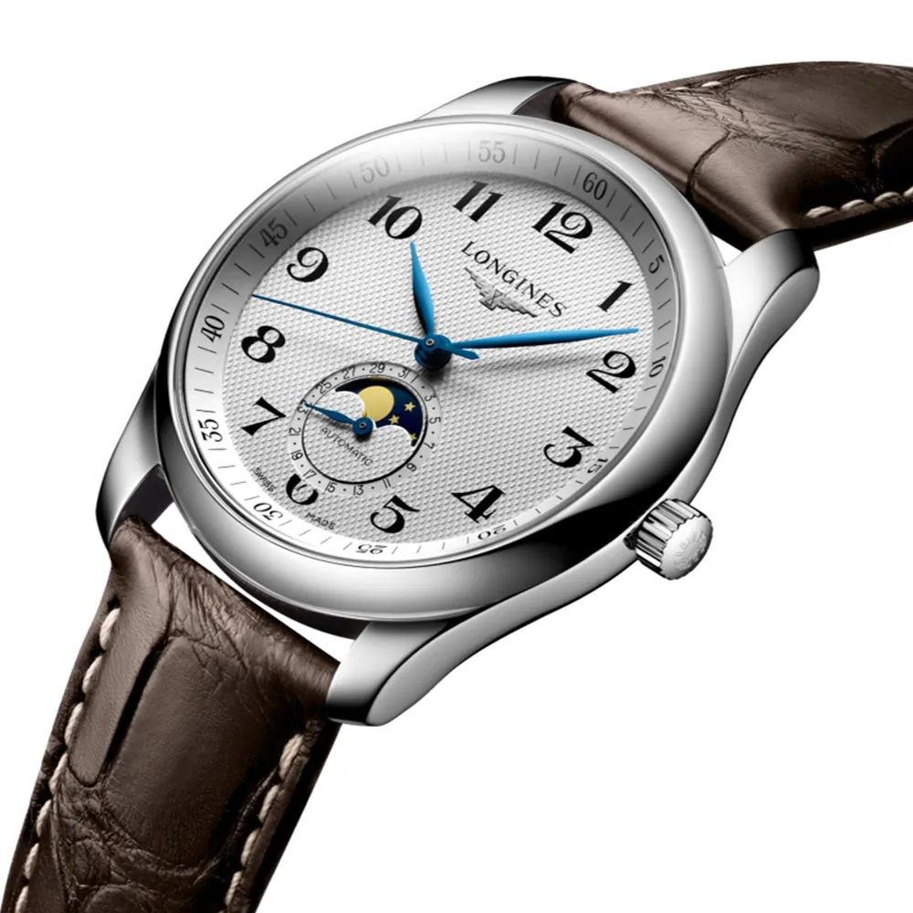 Master Collection Moonphase Silver "Barleycorn" Dial On Strap, 40mm