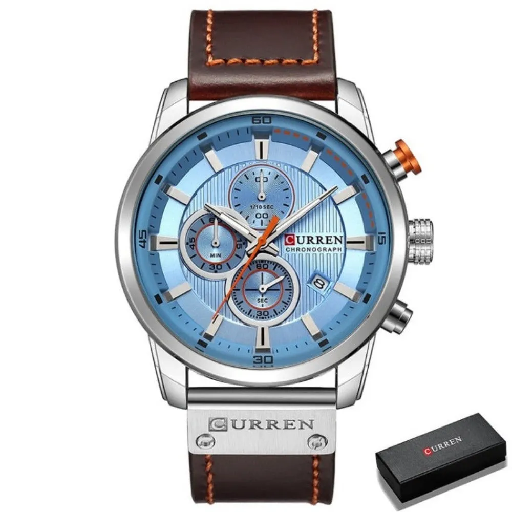 men's watches with leather strap quartz chronograph wrist watches ✈️ free.shipping