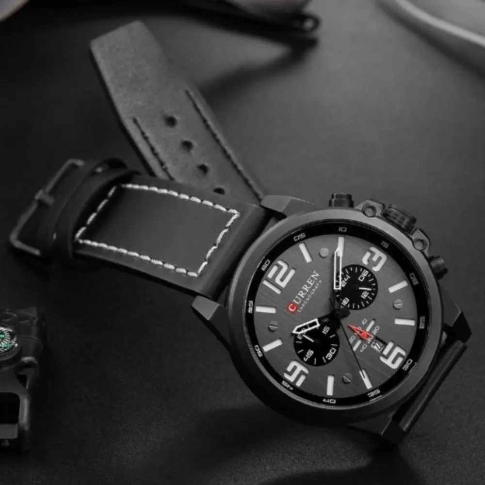 men's watches with leather strap quartz chronograph wrist watches ✈️ free.shipping