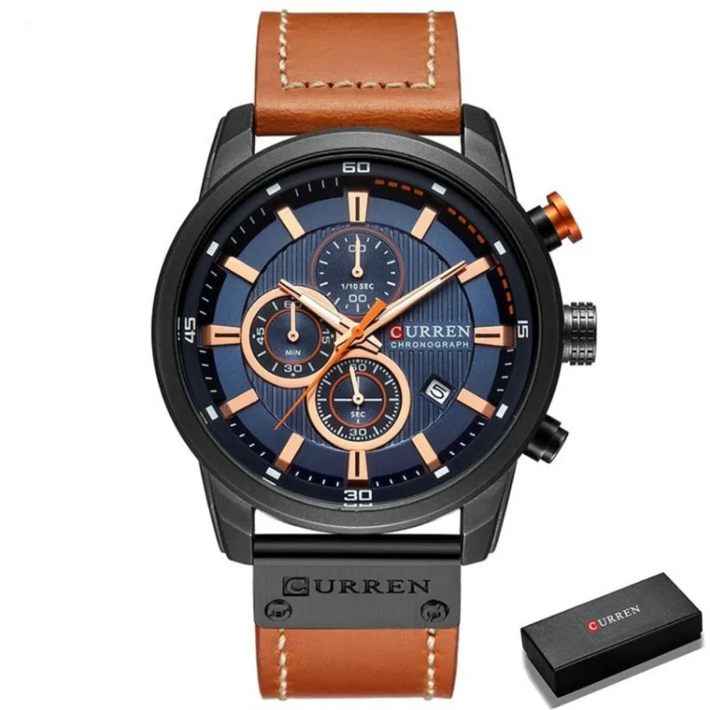 men's watches with leather strap quartz chronograph wrist watches ✈️ free.shipping