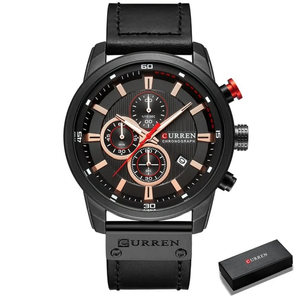men's watches with leather strap quartz chronograph wrist watches ✈️ free.shipping