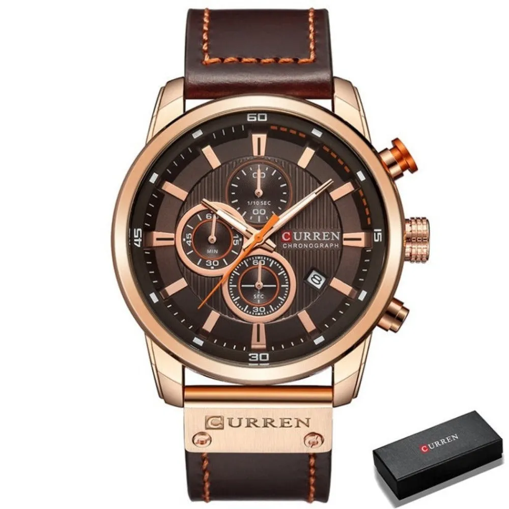 men's watches with leather strap quartz chronograph wrist watches ✈️ free.shipping