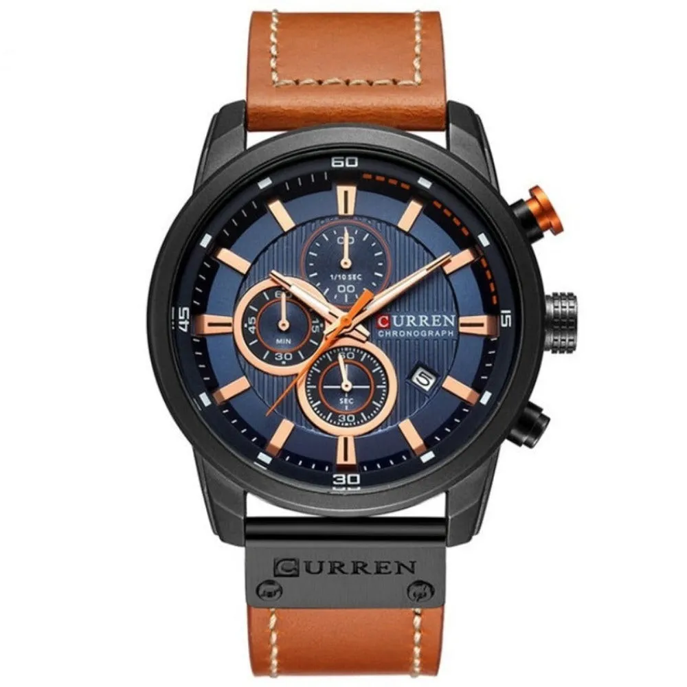 men's watches with leather strap quartz chronograph wrist watches ✈️ free.shipping