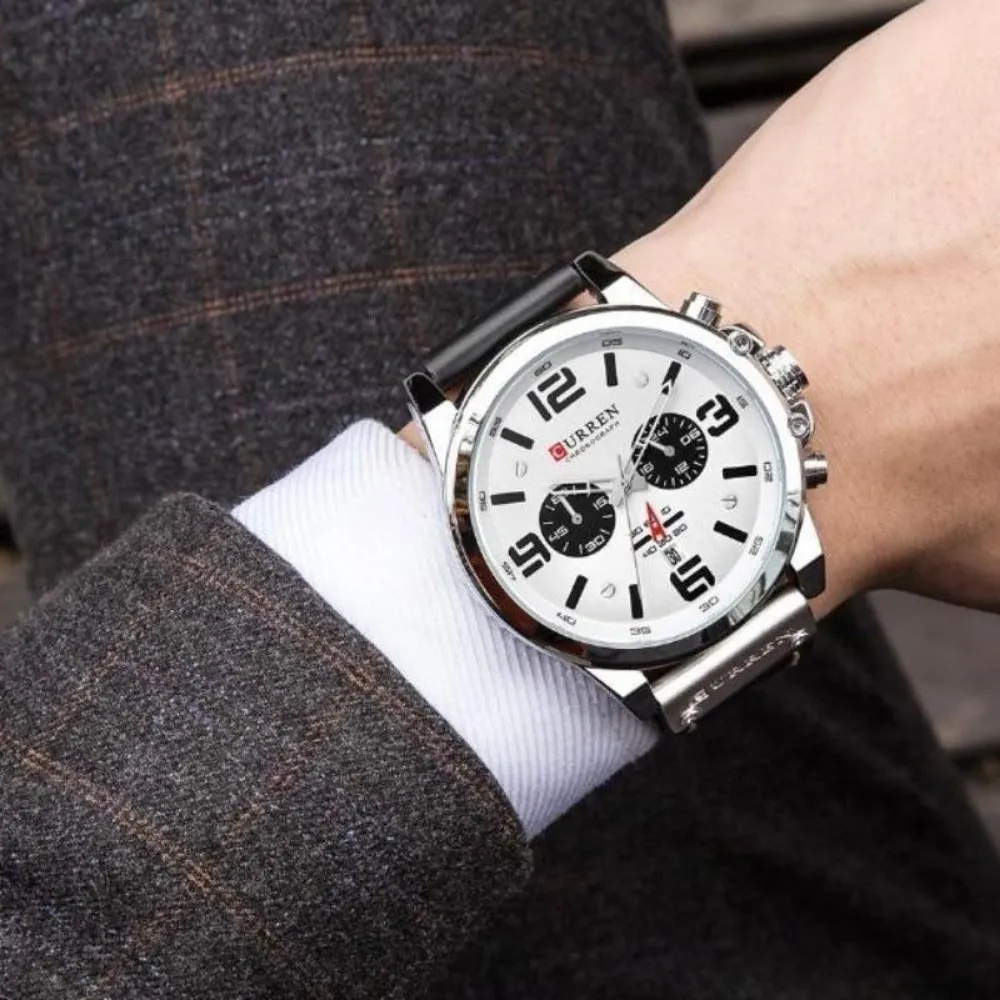 men's watches with leather strap quartz chronograph wrist watches ✈️ free.shipping