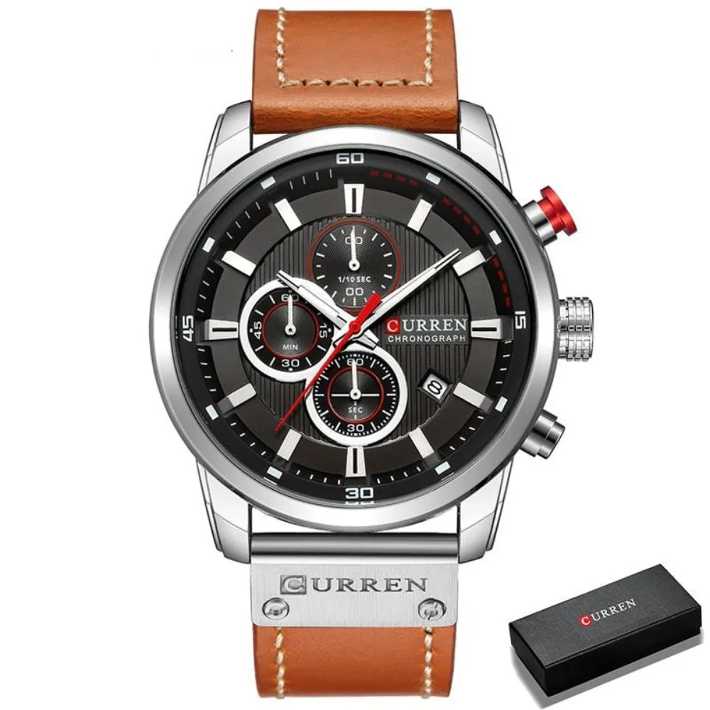 men's watches with leather strap quartz chronograph wrist watches ✈️ free.shipping