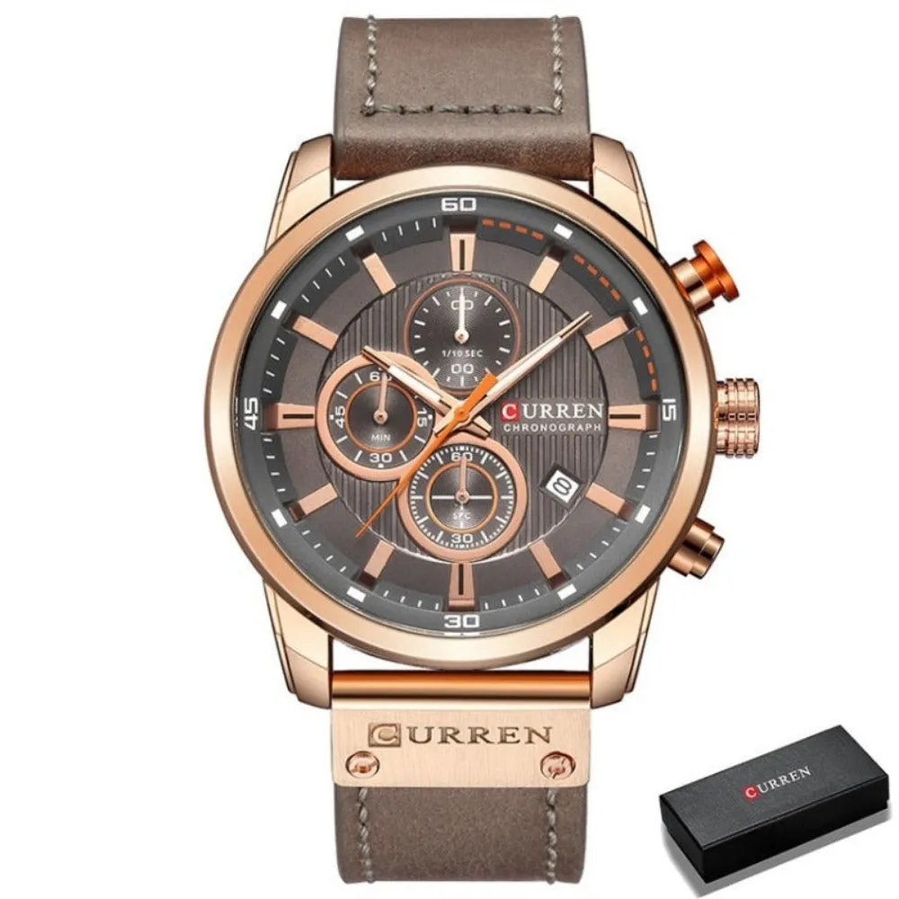 men's watches with leather strap quartz chronograph wrist watches ✈️ free.shipping