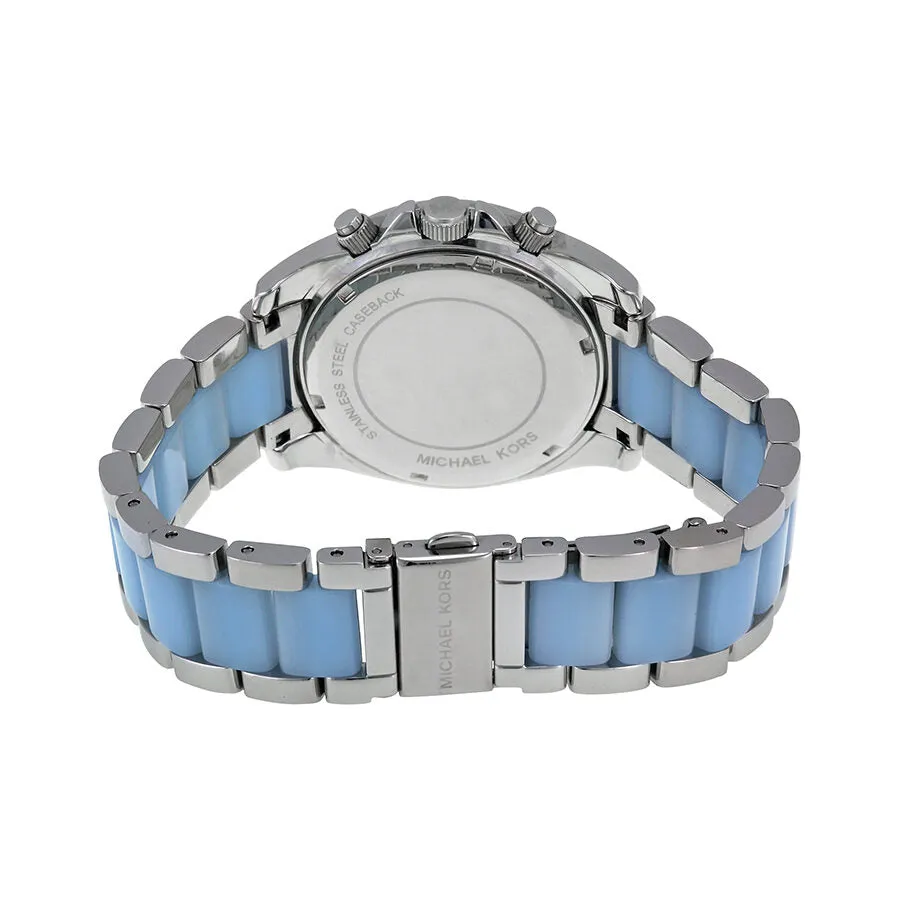 Michael Kors Blair Chronograph Silver Dial Stainless Steel with Chambray Acetate Ladies Watch MK6137 (Defect)
