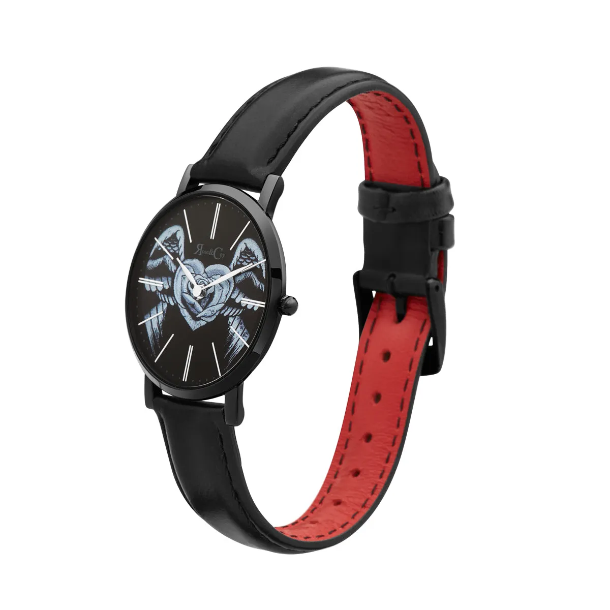 Midnight Winged Rose Heart Ultra Slim 34mm | Black Watch