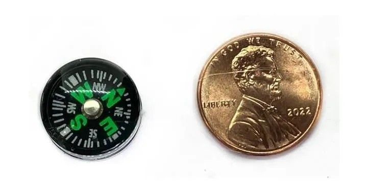 Miniature Black and Green Dollhouse Compass, Survival Gear