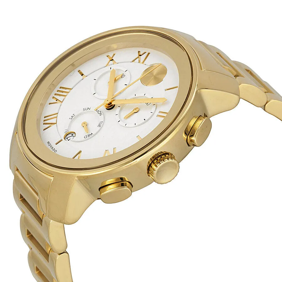 Movado Bold Chronograph Silver Dial Yellow Gold PVD Unisex Watch 3600206