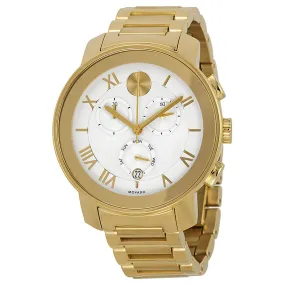Movado Bold Chronograph Silver Dial Yellow Gold PVD Unisex Watch 3600206