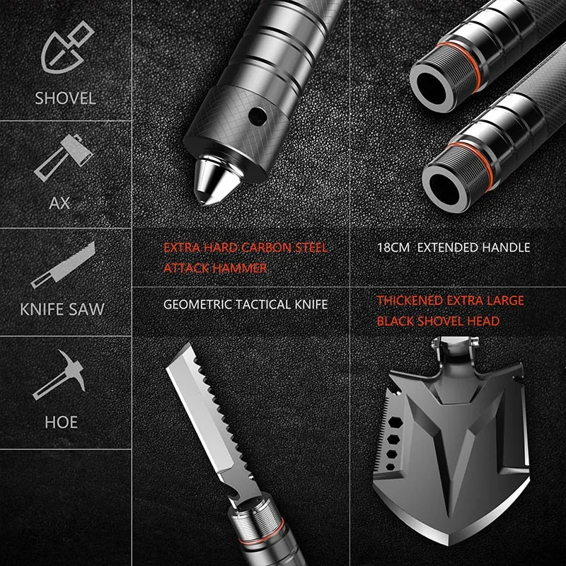 Multi-functional Engineering Shovel Set Wild Survival Tool Military Camping Equipment Folding Shovel with a Free Bag