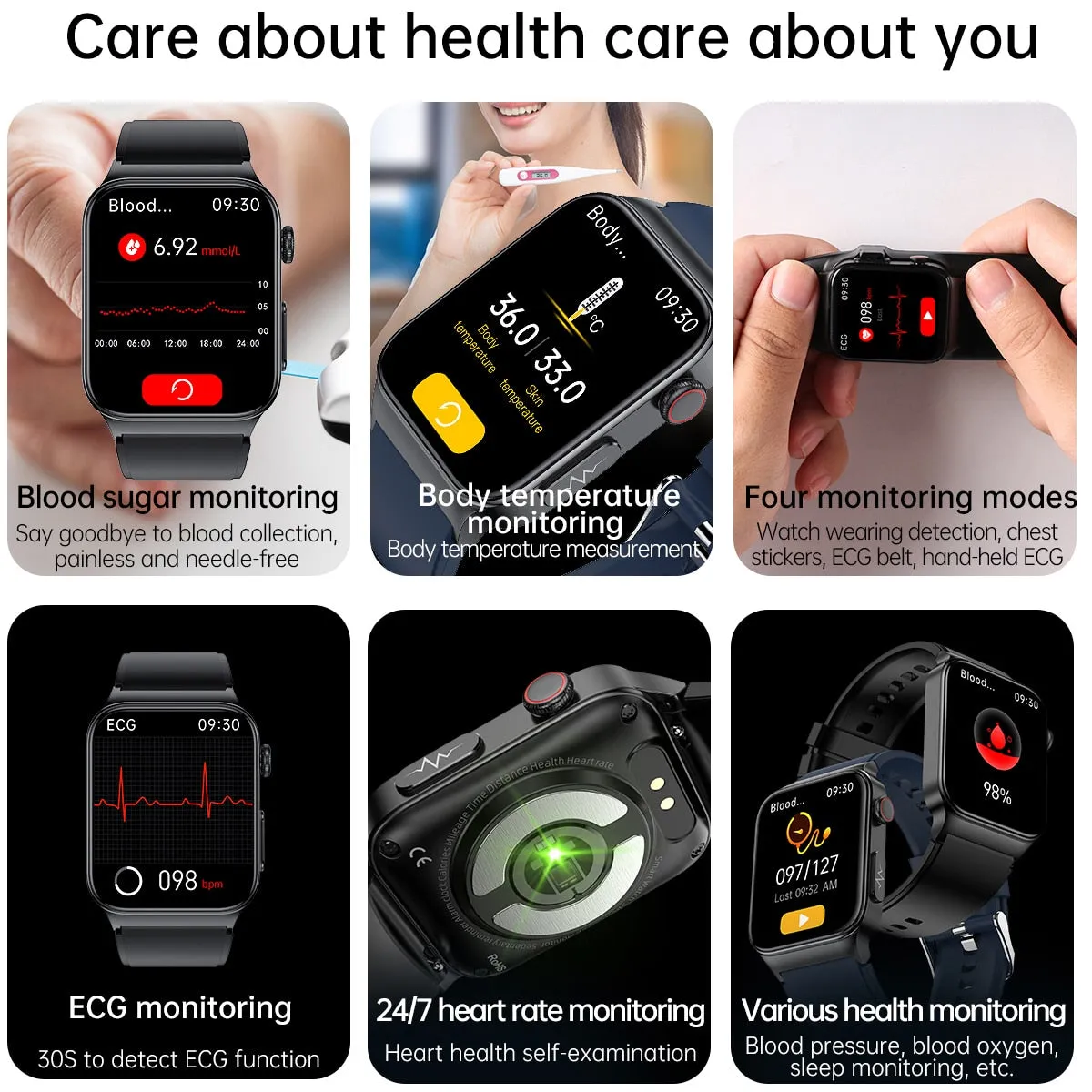 New ECG PPG Smart Watch Men Laser Treatment Of Hypertension Hyperglycemia Hyperlipidemia Heart Rate Healthy Sport Men Smartwatch