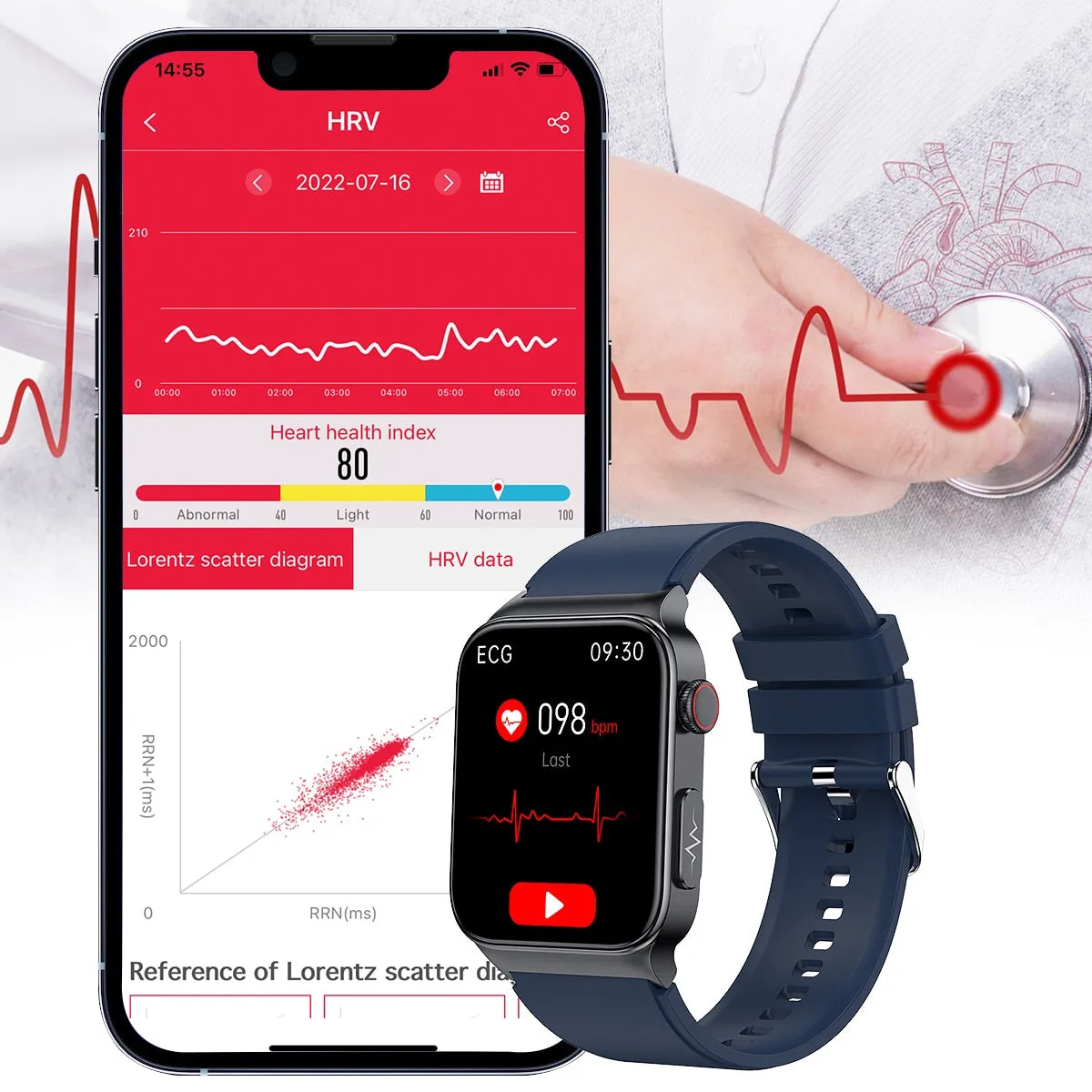 New ECG PPG Smart Watch Men Laser Treatment Of Hypertension Hyperglycemia Hyperlipidemia Heart Rate Healthy Sport Men Smartwatch