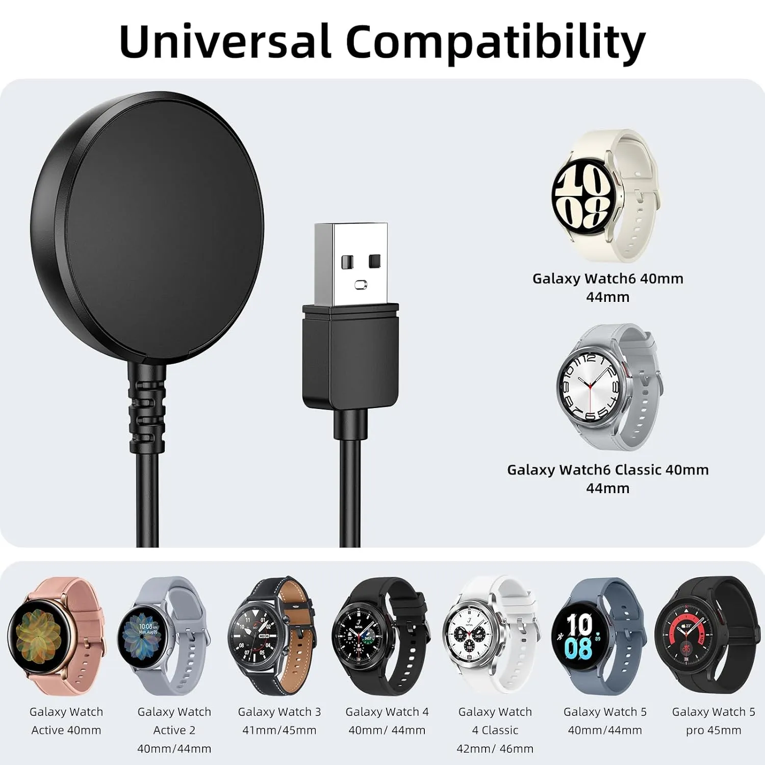 NEW Magnetic Wireless Watch Charger for Samsung Galaxy Watches 6/6 Classic/ 5/5 Pro/4/4 Classic/3/Active 2/Active, 3.5W USB Wireless Magnetic Dock Charging Cable for Samsung Galaxy Watches