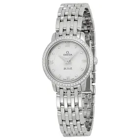 Omega DeVille Prestige Silver Diamond Dial Stainless Steel Ladies Watch 42415246052001