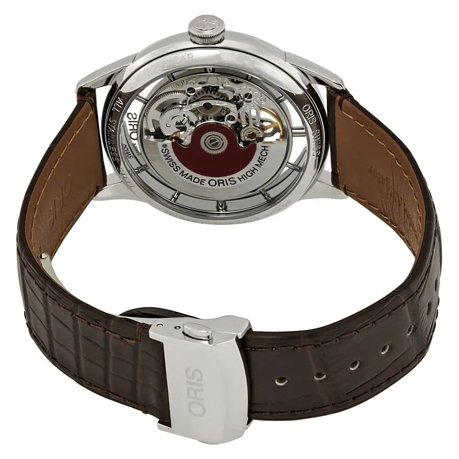 Oris Artelier Translucent Silver Skeleton Dial Automatic Men's Leather Watch 01 734 7684 4051-07 1 21 73FC