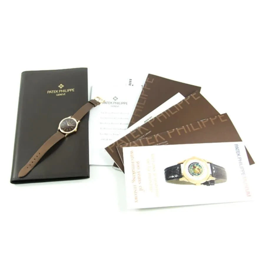 Patek Philippe Calatrava Hand Wind Diamond Brown Dial Ladies Watch 4897R-001