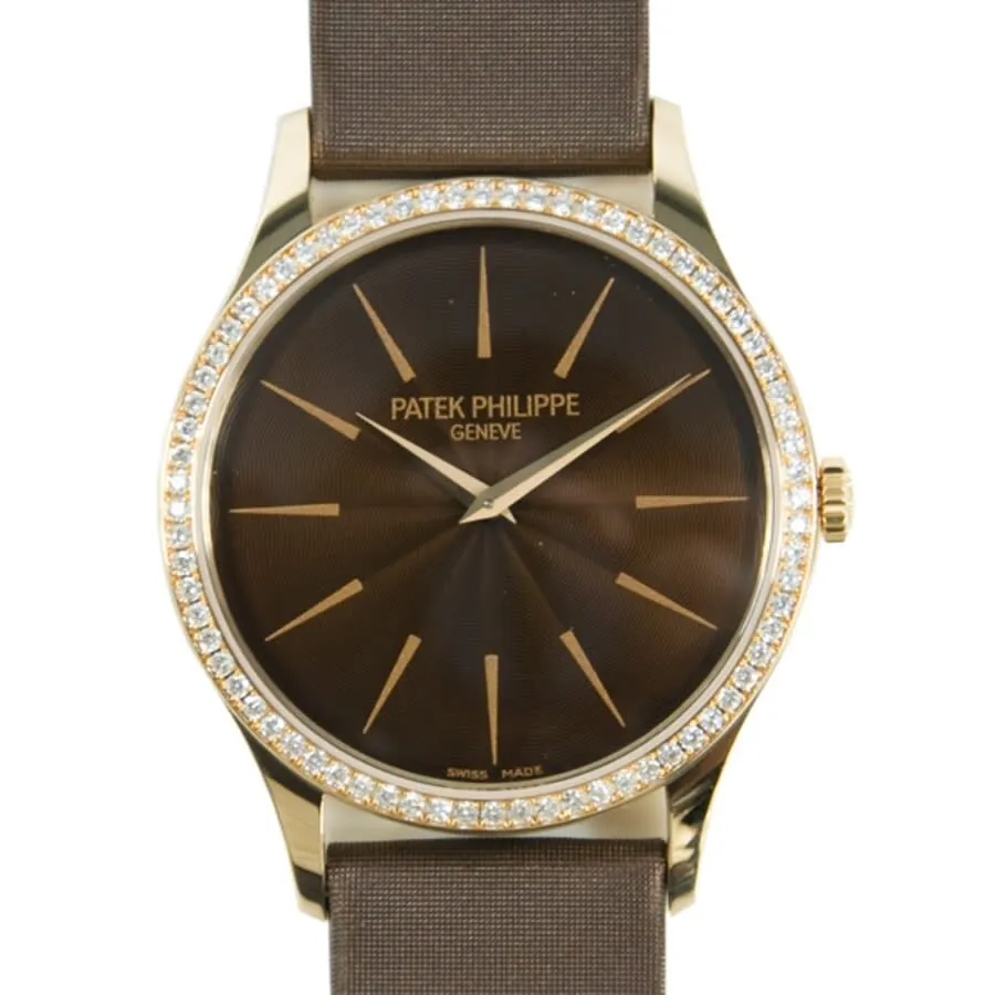 Patek Philippe Calatrava Hand Wind Diamond Brown Dial Ladies Watch 4897R-001