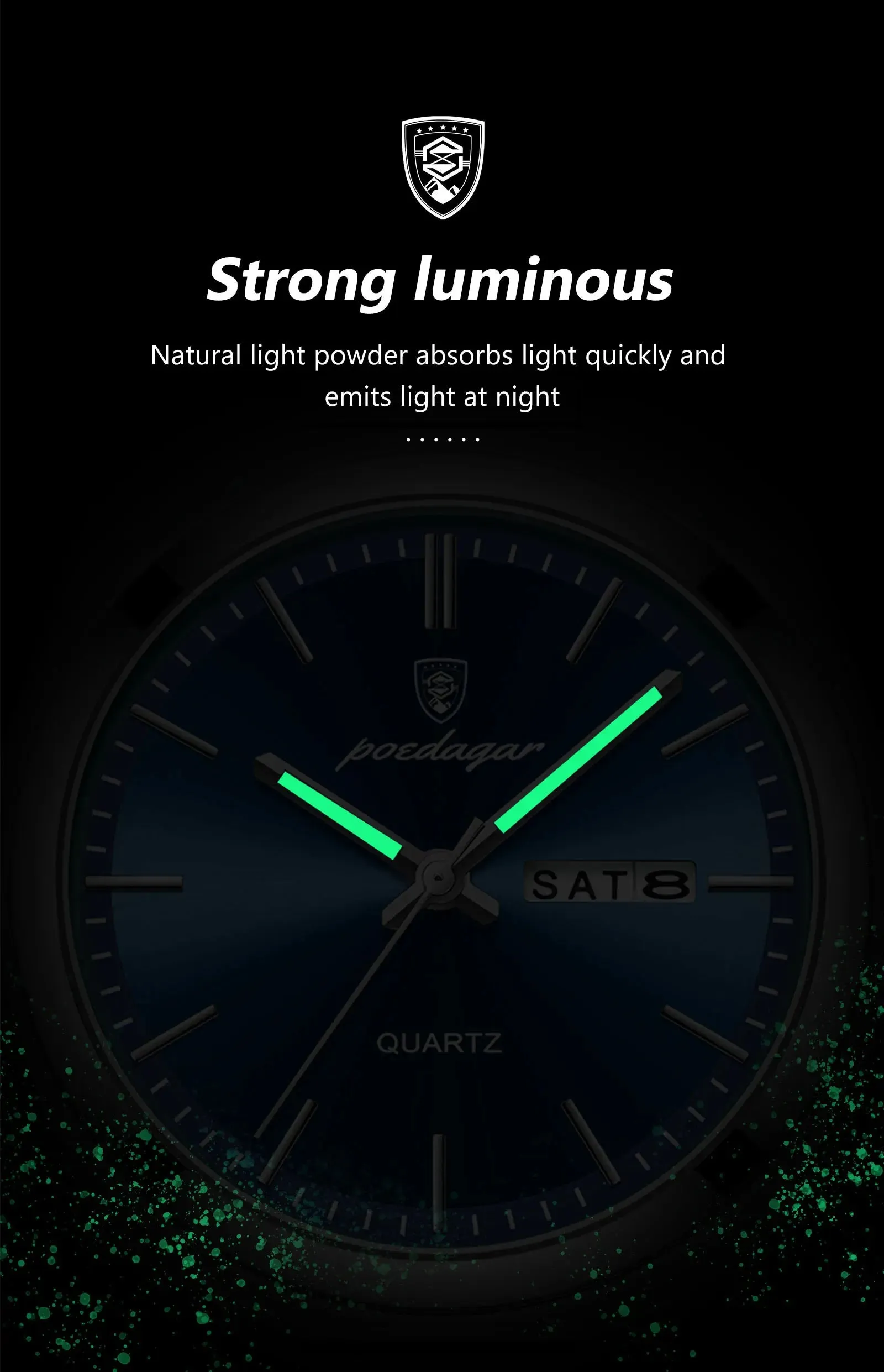 POEDAGAR Luxury Watch For men  Waterproof Luminous Date Week Stainless Steel Men Watch Casual Quartz  box