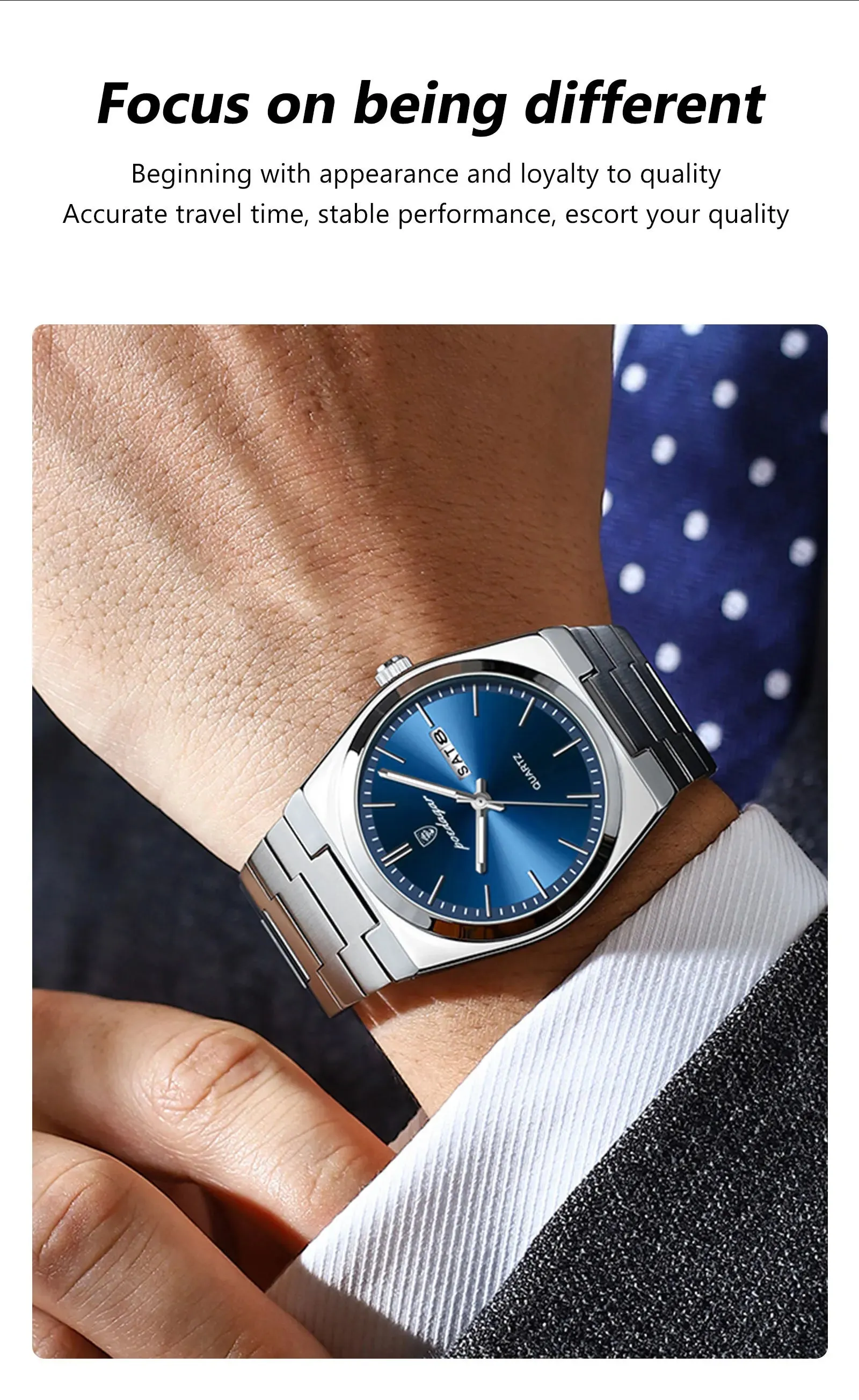 POEDAGAR Luxury Watch For men  Waterproof Luminous Date Week Stainless Steel Men Watch Casual Quartz  box