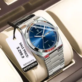 POEDAGAR Luxury Watch For men  Waterproof Luminous Date Week Stainless Steel Men Watch Casual Quartz  box
