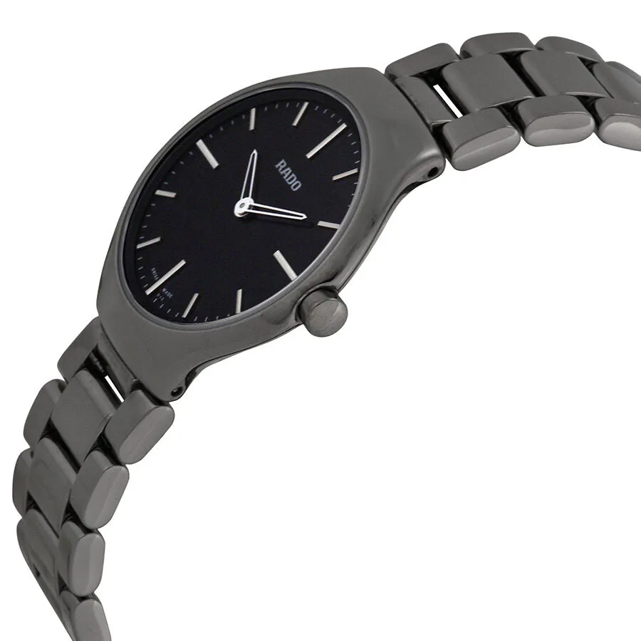 Rado True Thinline Black Dial Gunmetal Ceramic Ladies Watch R27956152