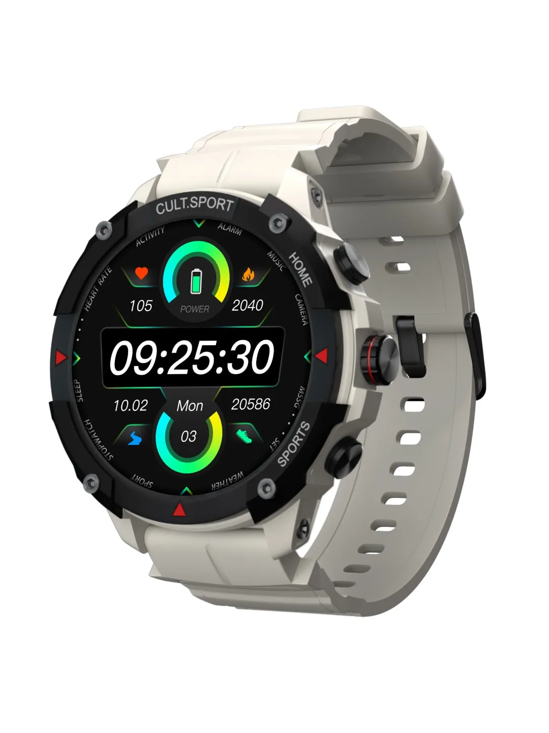 Ranger XR 1.43" AMOLED Outdoor Rugged Bluetooth Calling, 850 NITS, 10 Days Battery Life, Automatic Sports Recognition, Functional Crown, Always on Display (Beige White)
